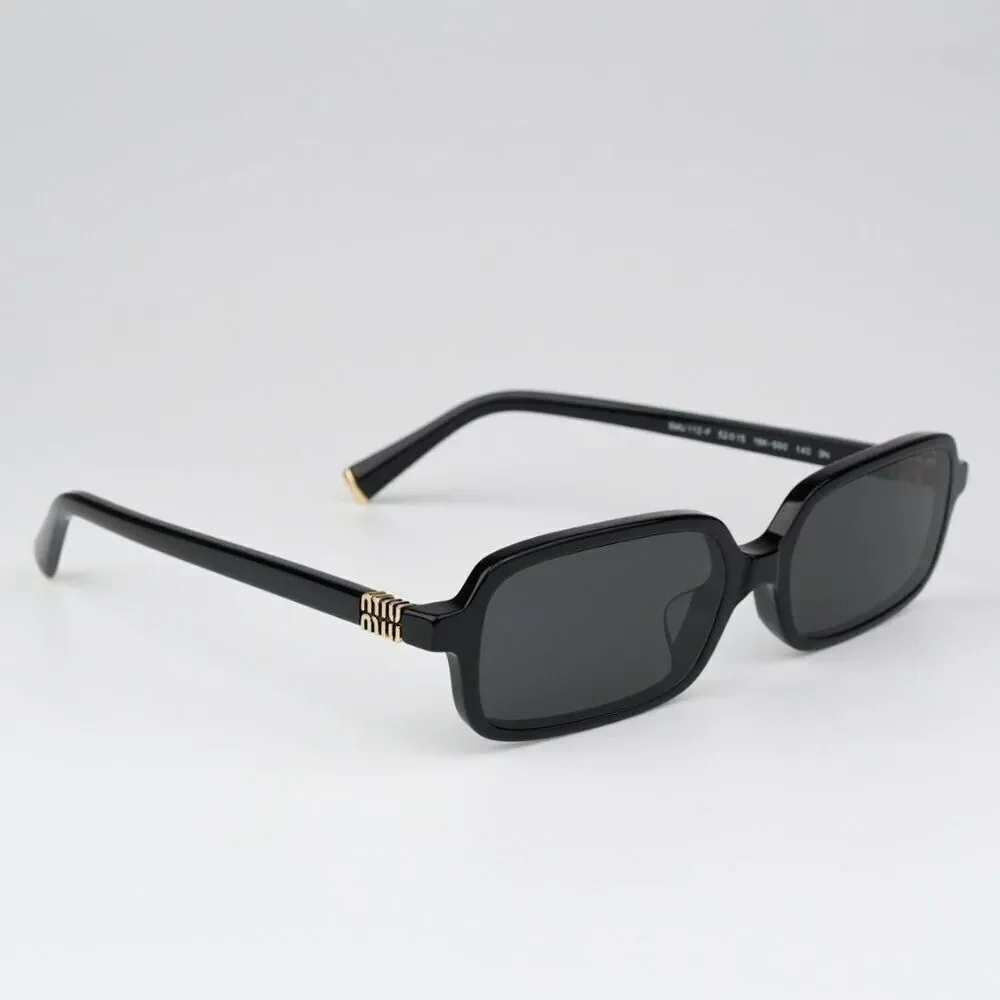 NEW Miu Miu MU11ZSF 16K5S0 Black Dark Grey Rectangle Unisex Sunglasses